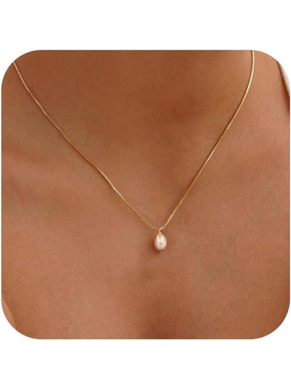 Pearl Necklace for Women Gold Plated Dainty Choker Beaded Drop Wedding Jewelry